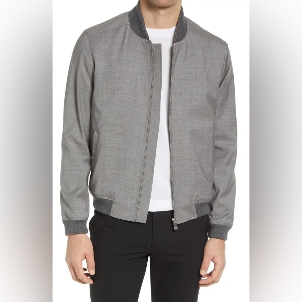 JACK VICTOR Bennett woven wool bomber jacket grey size 40